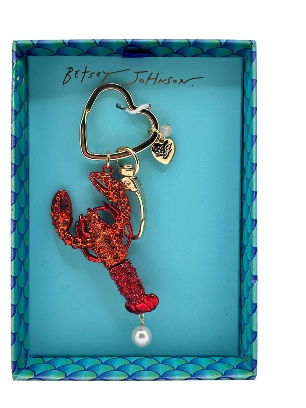 Betsey Johnson Crystal Lobster Key FOB Bag Charm